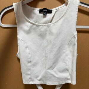 Let's Tie It White Tie-Back Cropped Tank Top Lulus - White, Size Large